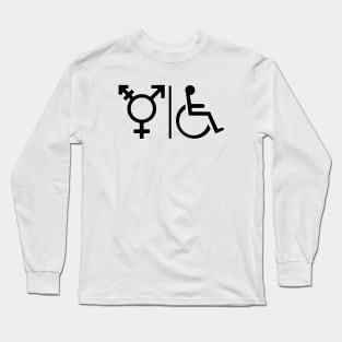 Gender Neutral and Whelchair Inclusive Bathroom Sign Long Sleeve T-Shirt